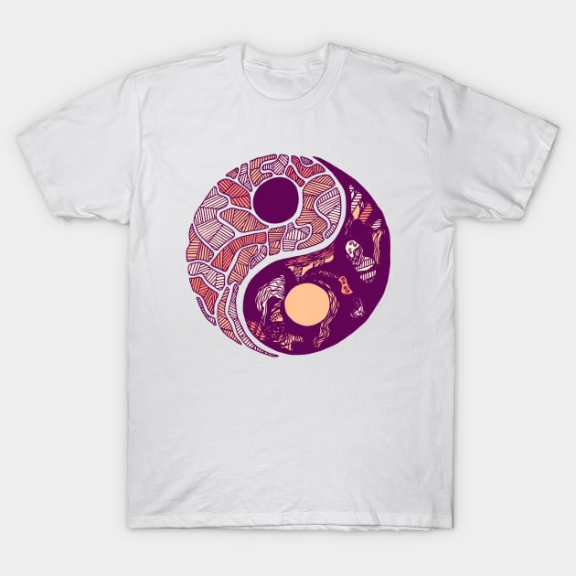 Peach Abstract Yin Yang T-Shirt by kenallouis